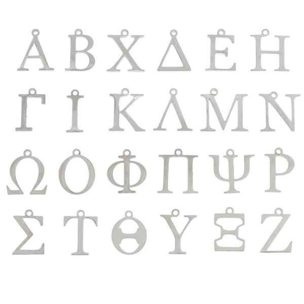 Lettre de l'alphabet grec Charm en acier inoxydable - Choisissez votre lettre