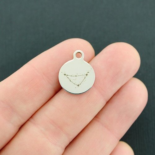 Capricorn Constellation Stainless Steel Small Round Charms - BFS002-3816
