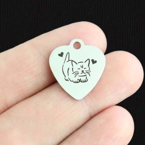 Cat Stainless Steel Charms - BFS011-6811