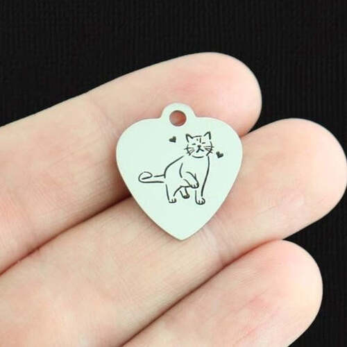 Cat Stainless Steel Charms - BFS011-6813