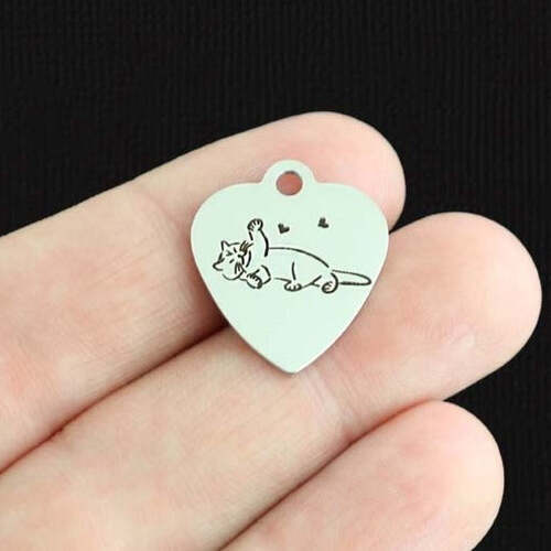 Breloques Chat en Acier Inoxydable - BFS011-6817