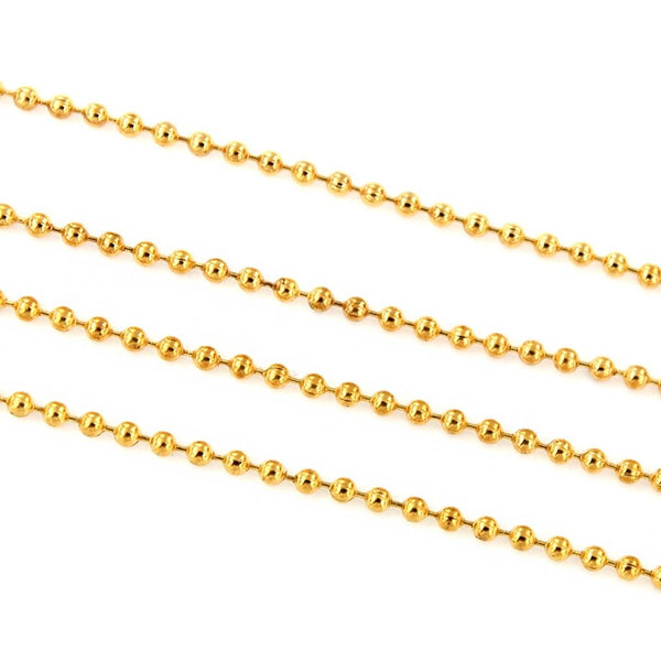 BULK Gold Tone Ball Chain - 1,5 mm - Choisissez votre longueur - 1 mètre + - CH031