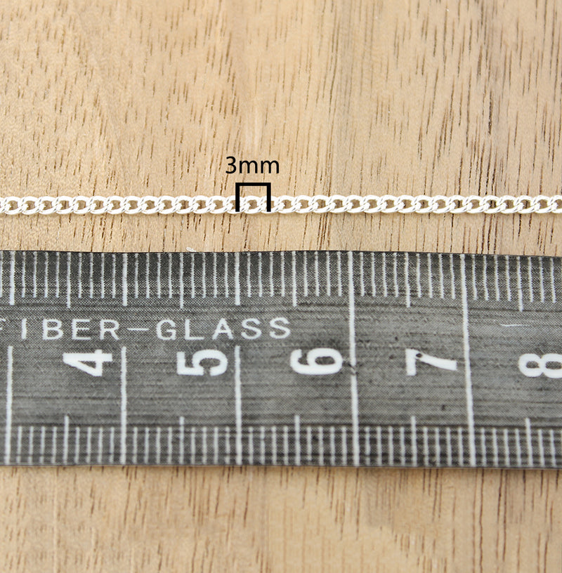 BULK Silver Tone Curb Chain - 2mm - Choose Your Length - 1 Meter + - CH048