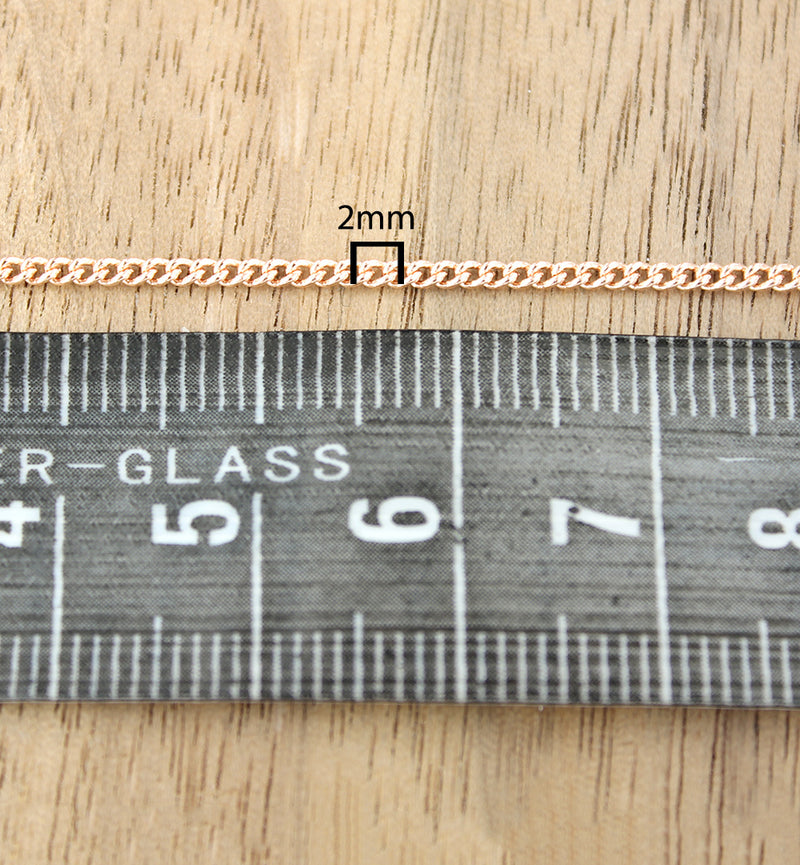 BULK Rose Gold Tone Curb Chain - 1.5mm - Choose Your Length - 1 Meter + - CH049