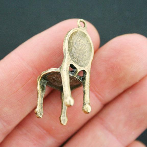 Chair Antique Bronze Tone Enamel Charm 3D - BC1464