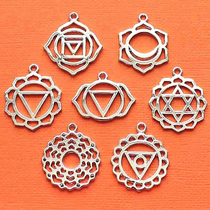 Chakra Charm Collection Silver Tone 7 Charms - COL349H