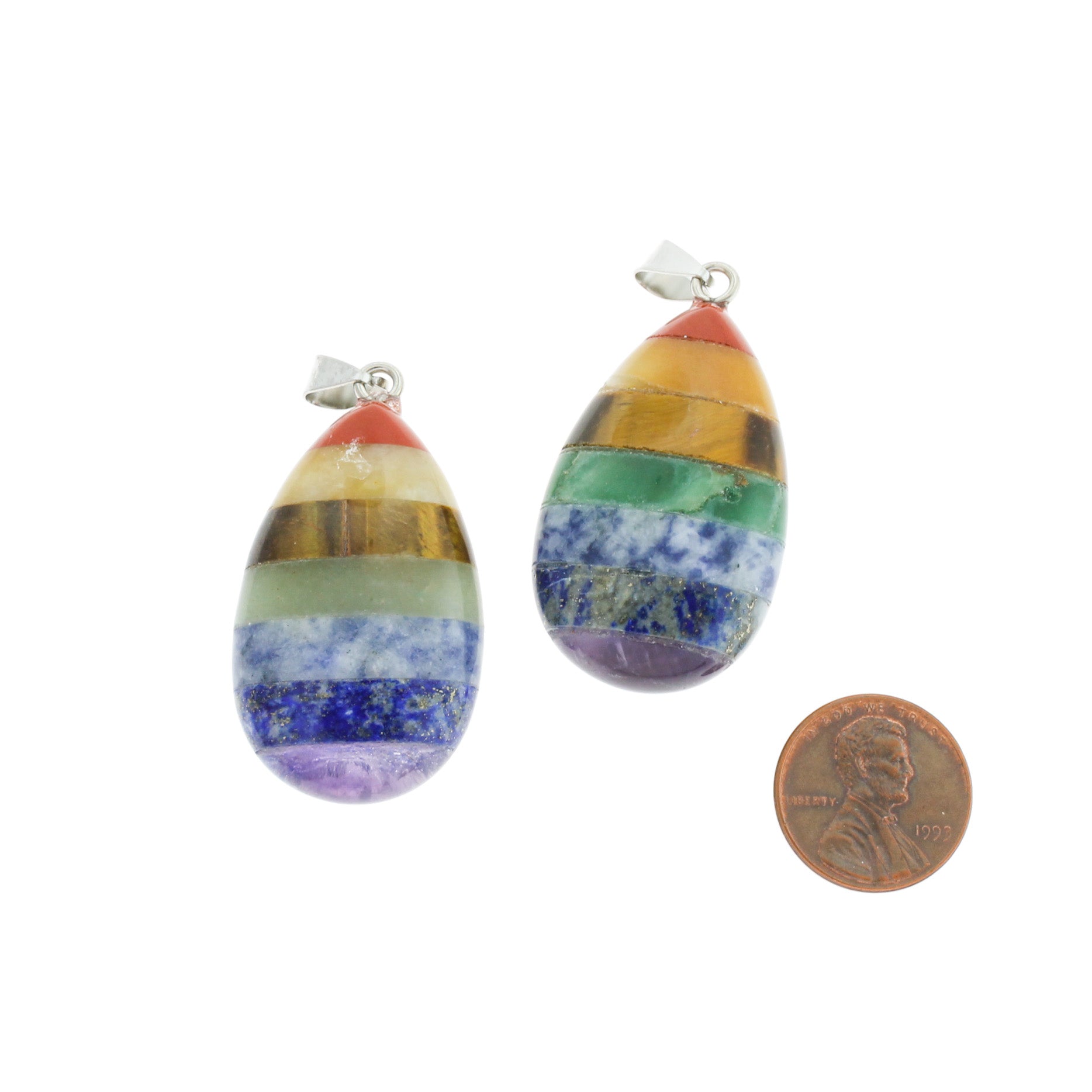 Chakra Natural Gemstone Teardrop Pendant - GEM147