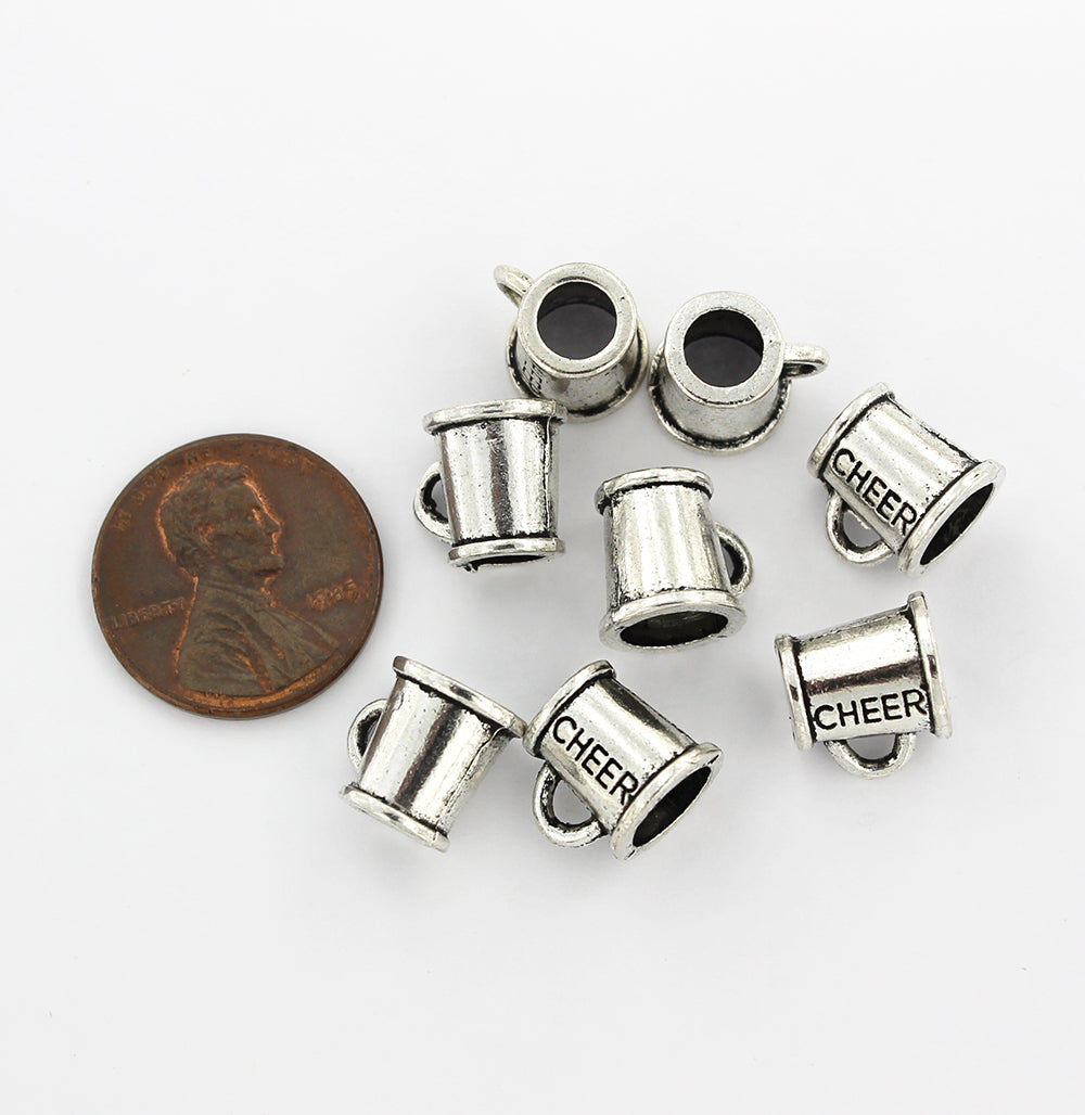 Cheer Megaphone Spacer Beads 10mm x 11mm x 9mm - Silver Tone - 4 Beads - SC7769