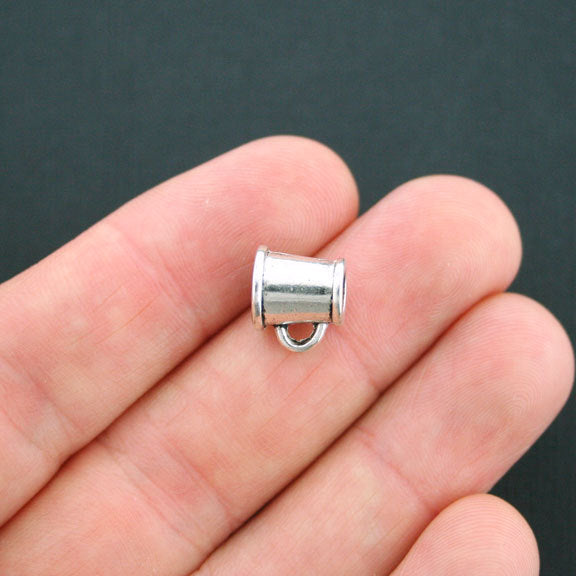 Cheer Megaphone Spacer Beads 10mm x 11mm x 9mm - Silver Tone - 4 Beads - SC7769