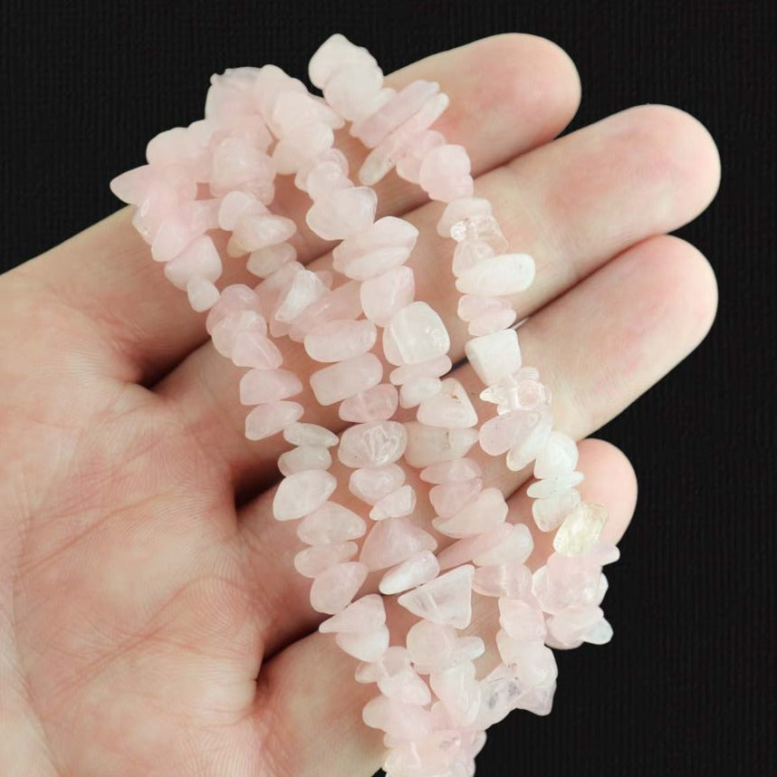 Chip Natural Rose Quartz Beads 3mm - 16mm - Petal Pink - 1 Strand 200 Beads - BD1945