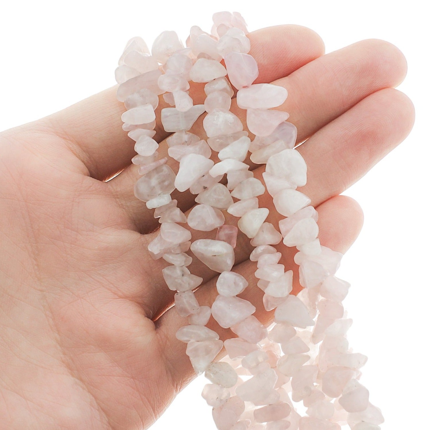 Perles de quartz rose naturel Chip 5mm - 8mm - Rose pétale - 1 brin 215 perles - BD1948