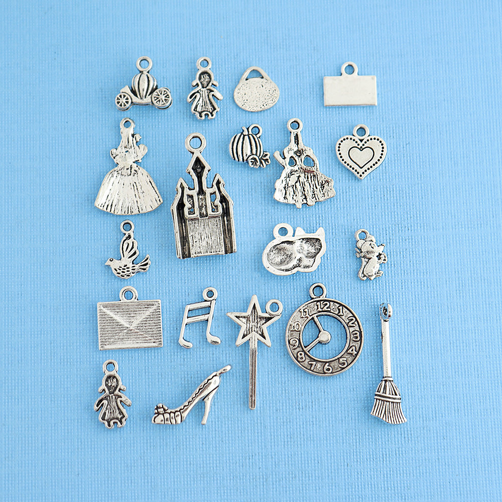 Cinderella Charm Collection Antique Silver Tone 19 Charms - COL301