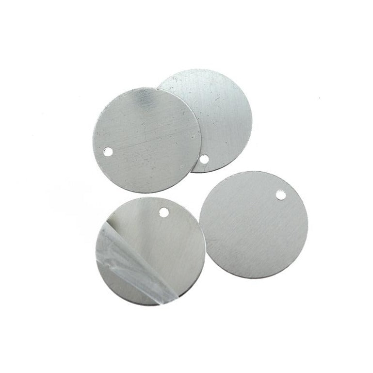 Ébauches d'estampage circulaires - Aluminium argenté - 1" - 23,5 mm - 10 étiquettes - MT129