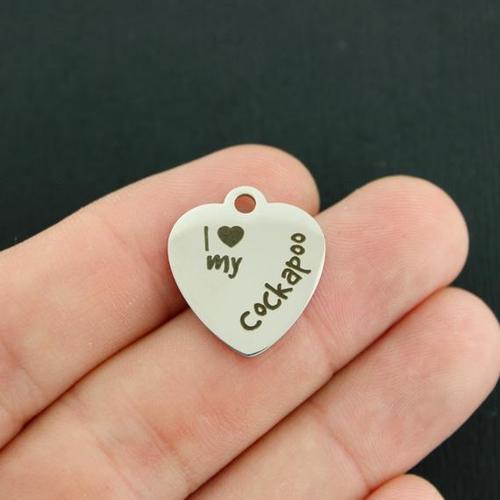 Cockapoo Stainless Steel Charms - I love my - BFS011-3896