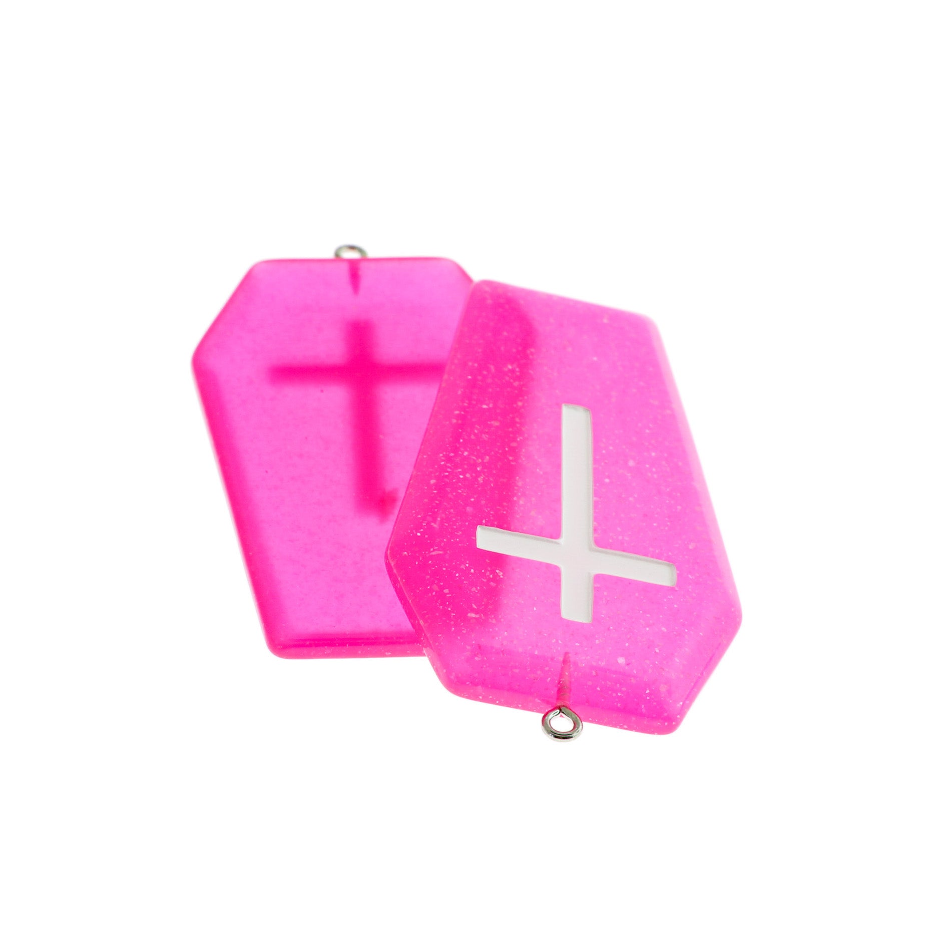 Coffin Cross Resin Charm - Glittery - Choose Your Color!