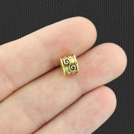 Column Spacer Beads 8.5mm - Antique Gold Tone - 15 Beads - GC124