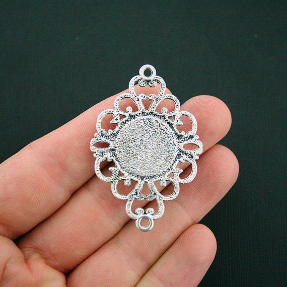 Connecteur ton argent antique avec imitation turquoise - SC6017