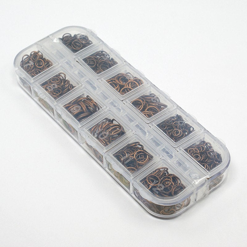 Copper Tone Jump Rings Assorted Sizes in Handy Storage Box 4mm to 10mm - JBOX11