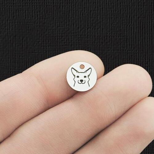 Corgi Acier Inoxydable Breloques Rondes 10mm - BFS005-5981