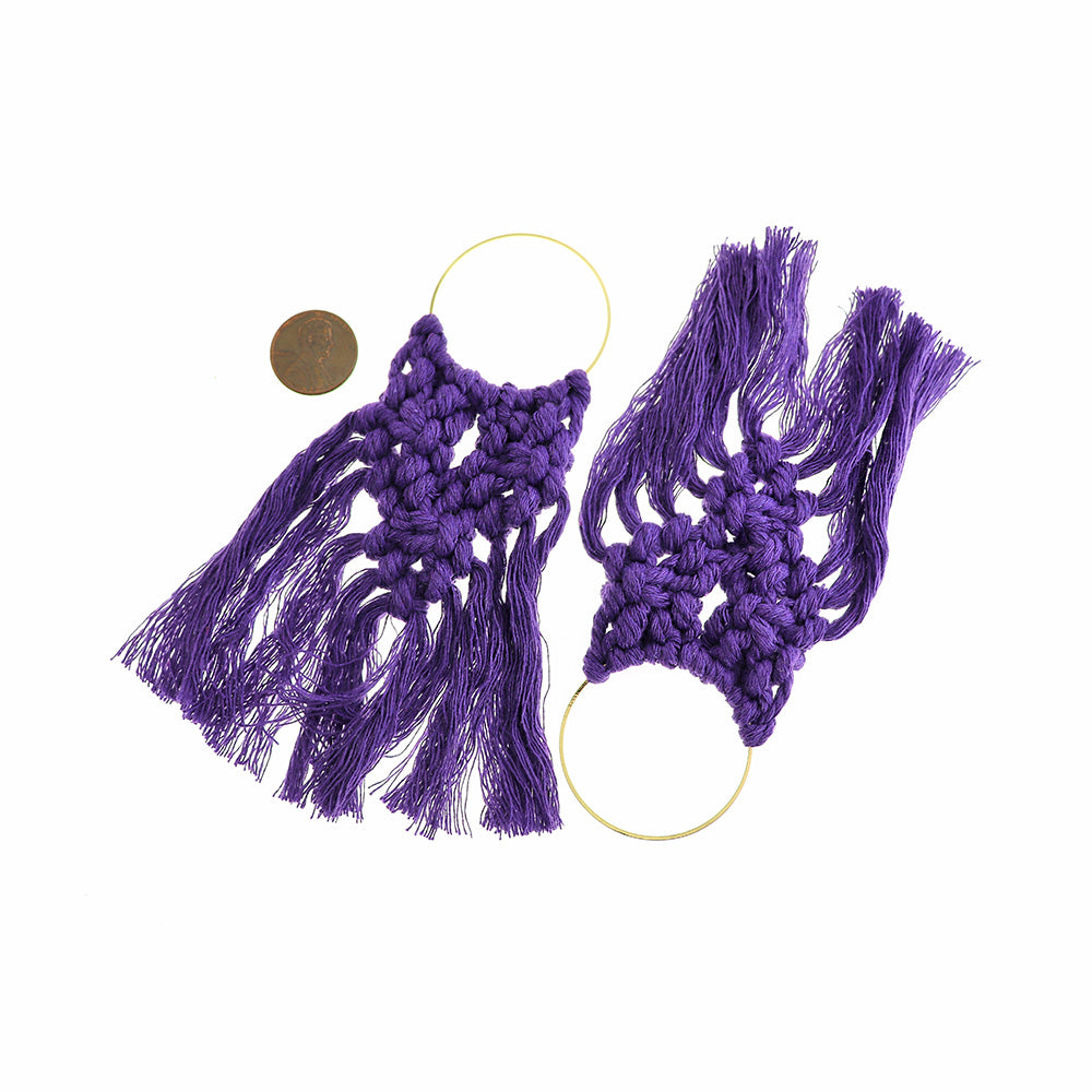 Cotton Threaded Fan Tassel - Gold Tone Loop - Choose Your Color!