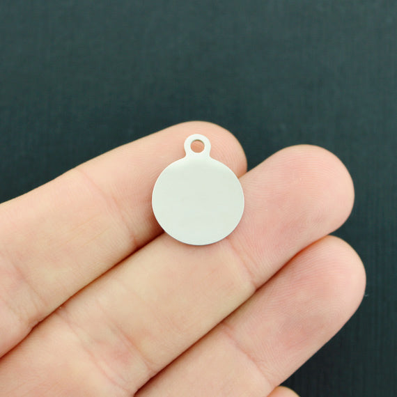 Petits charms ronds en acier inoxydable Courage - BFS002-2580