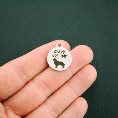 Crazy Dog Lady Stainless Steel Charms - BFS001-1326