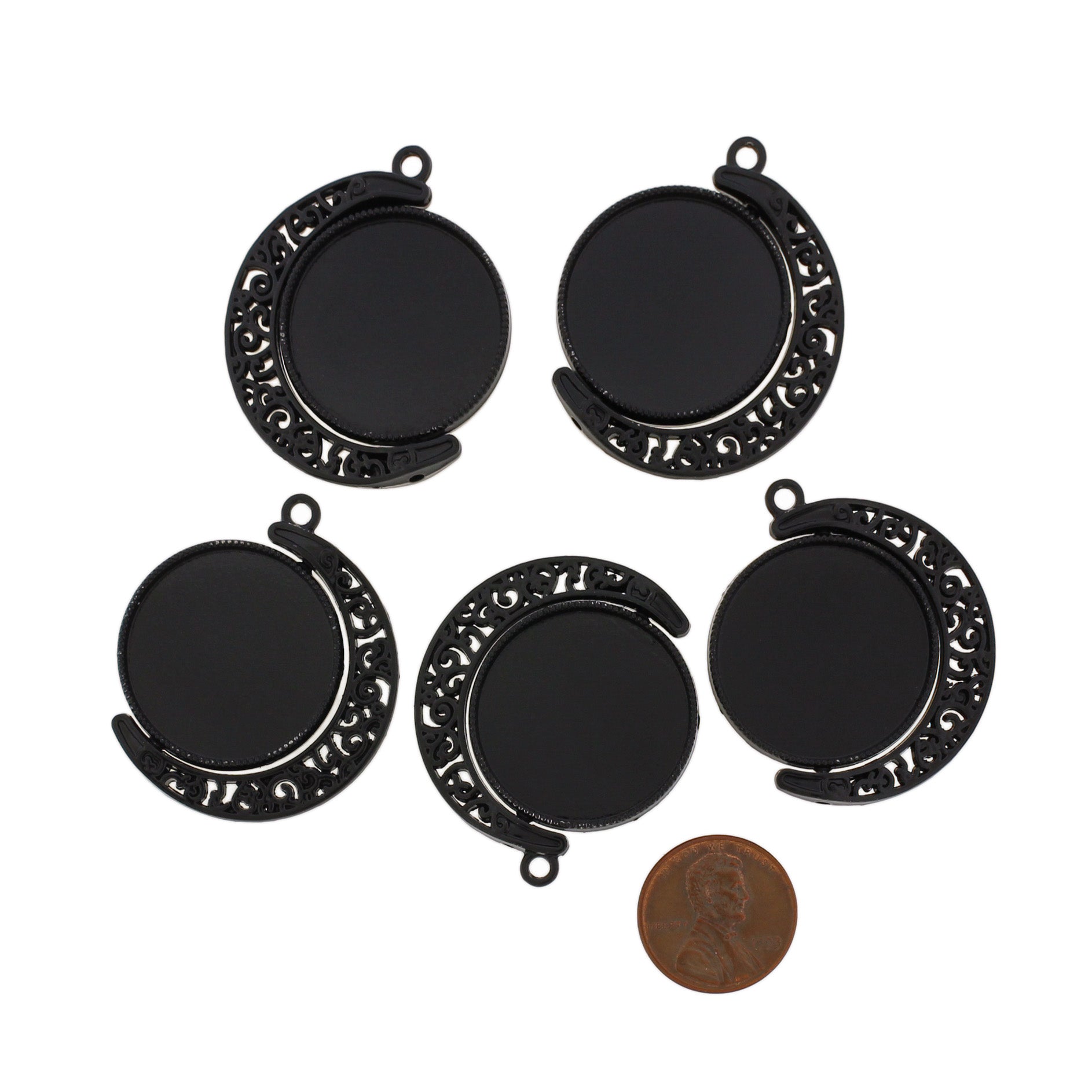 Crescent Moon Charm with Cabochon Setting - Choose Your Color!