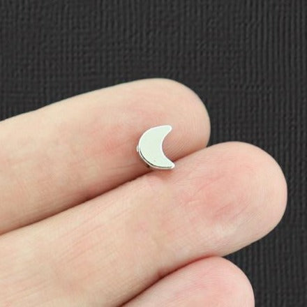 Perles en laiton entretoise croissant de lune 5,4 mm x 6,9 mm - ton argent - 4 perles - SC4476