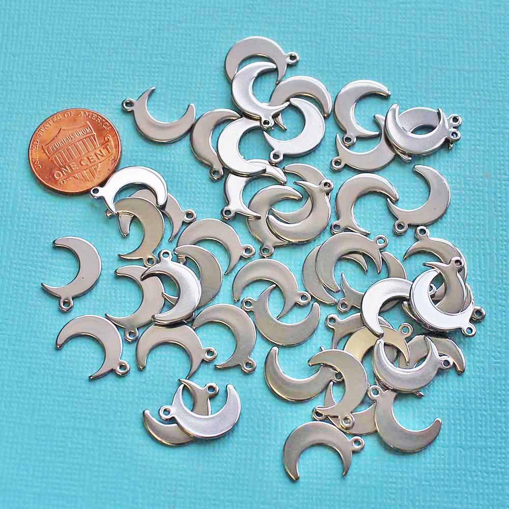 Crescent Moon Stamping Blanks - Stainless Steel - 15.5mm x 10.5mm - 10 Tags - MT288