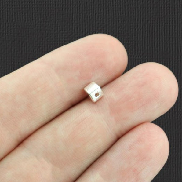 Cube Spacer Beads 4mm x 4mm - Silver Tone - 50 Beads - SC3075