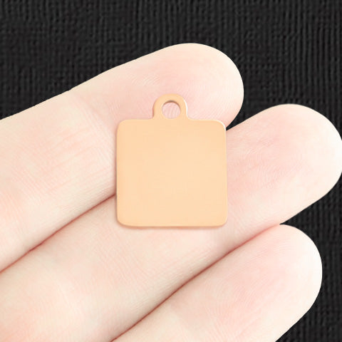 Custom Stainless Steel Square Charm - Personalized