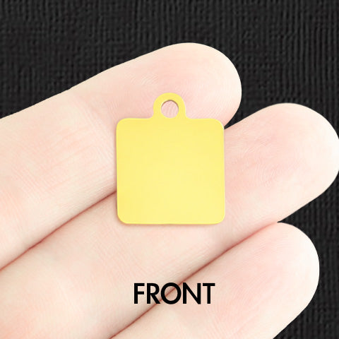 Custom Stainless Steel Square Charm - Personalized - Double Sided