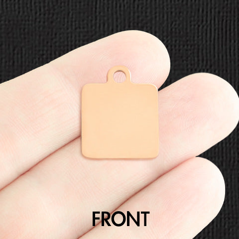 Custom Stainless Steel Square Charm - Personalized - Double Sided