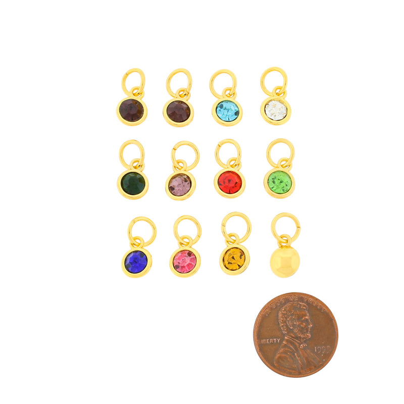 4 Birthstone Gold Tone Charms - Choose Your Month