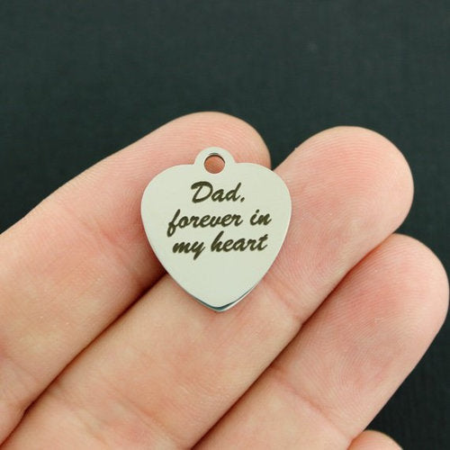 Breloques en acier inoxydable pour papa - Toujours dans mon cœur - BFS011-3376