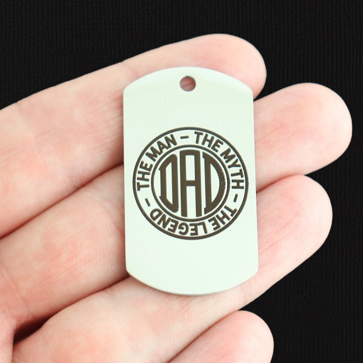 Breloques Dad Dog Tag en acier inoxydable - L'homme, le mythe, la légende - BFS024-7888