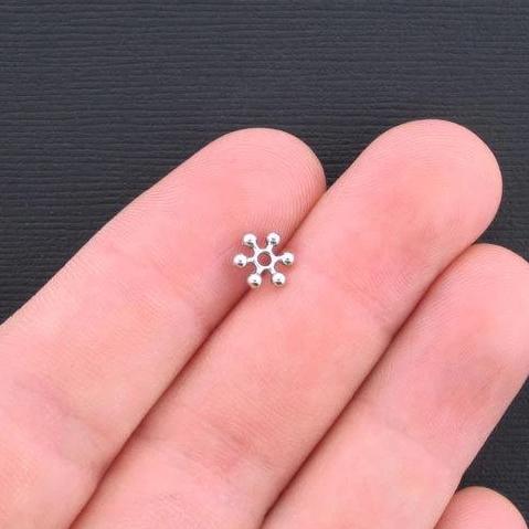 Daisy Spacer Beads 7mm - Silver Tone - 25 Beads - SC3241