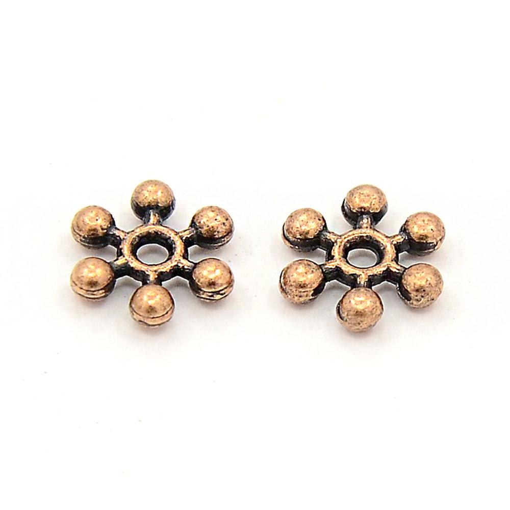 Daisy Spacer Beads 8.5mm x 2.5mm - Assorted Gold, Copper, Bronze, Silver and Rose Gold Tones - 100 Beads - FD383