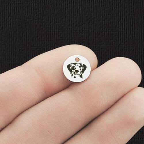 Dalmation Acier Inoxydable Breloques Rondes 10mm - BFS005-5982