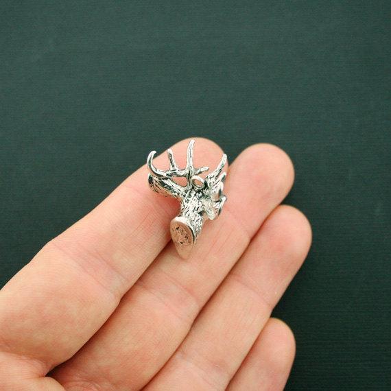 Deer Antique Silver Tone Charm 3D - SC6377