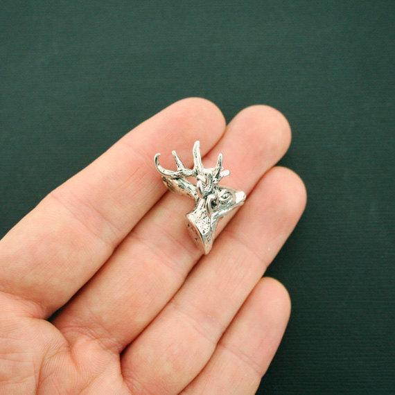 Deer Antique Silver Tone Charm 3D - SC6377