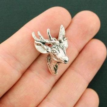 Deer Antique Silver Tone Charm 3D - SC6377