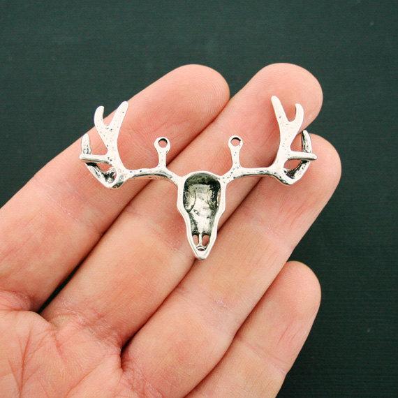 Deer Connector Antique Silver Tone Charm - SC6515