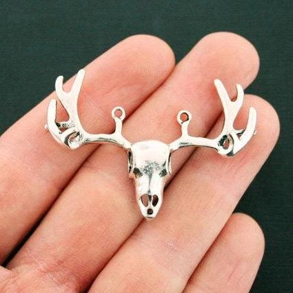 Deer Connector Antique Silver Tone Charm - SC6515