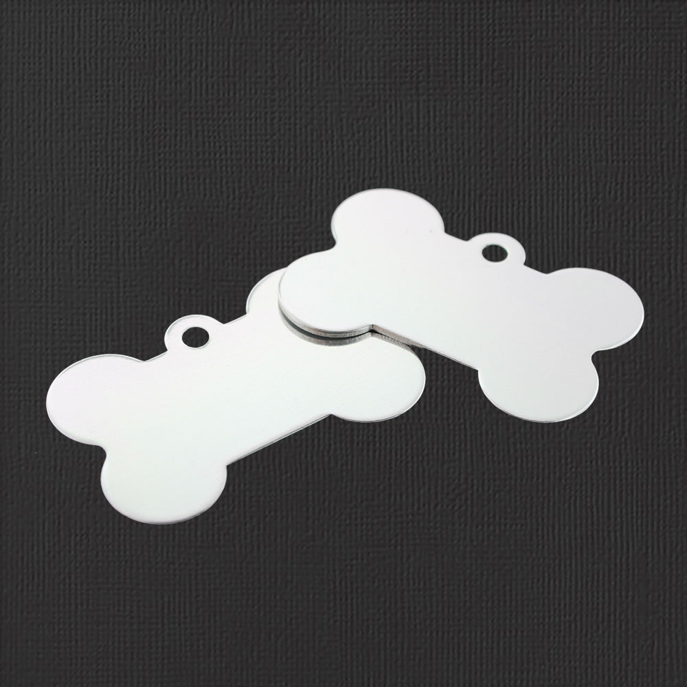 Dog Bone Stamping Blanks - Silver Aluminum - 25mm x 38mm - 4 Tags - FD766