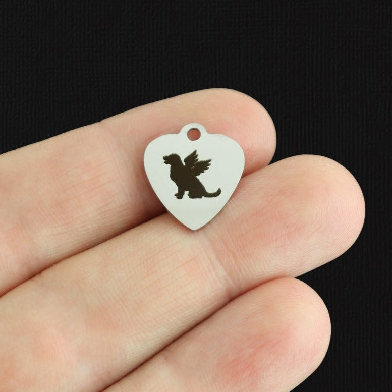 Dog Memorial Stainless Steel Small Heart Charms - BFS012-7966