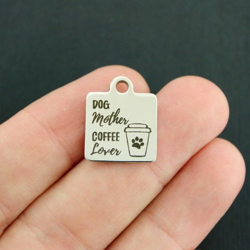 Dog Mother Stainless Steel Charms - Coffee Lover - BFS013-4064