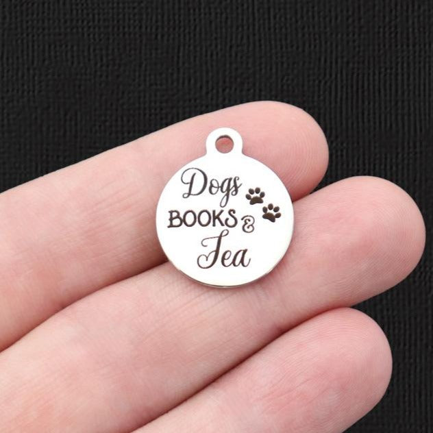 Dogs, Books & Tea Stainless Steel Charms - BFS001-5772