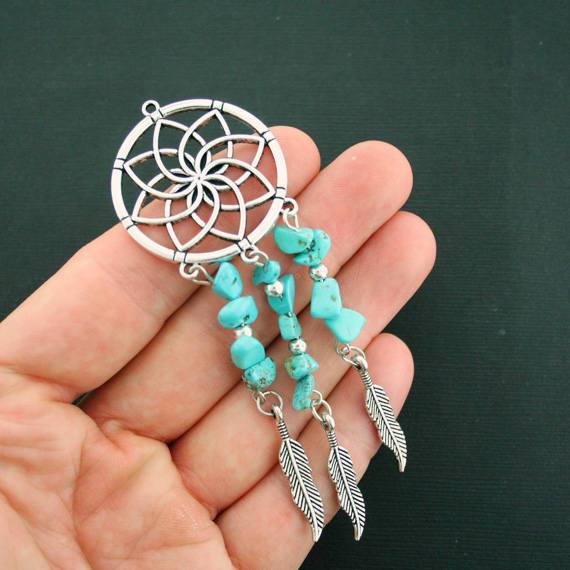 Dream Catcher Antique Silver Tone Charm - SC7316