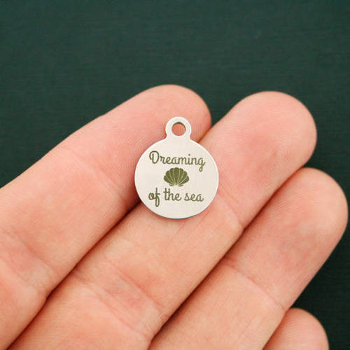 Dreaming of the Sea Stainless Steel Small Round Charms - BFS002-2715